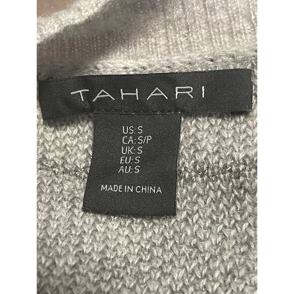 Tahari Womens Open Front Cardigan Sweater Size S Cashmere Blend Gray Windowpane - Picture 4 of 6
